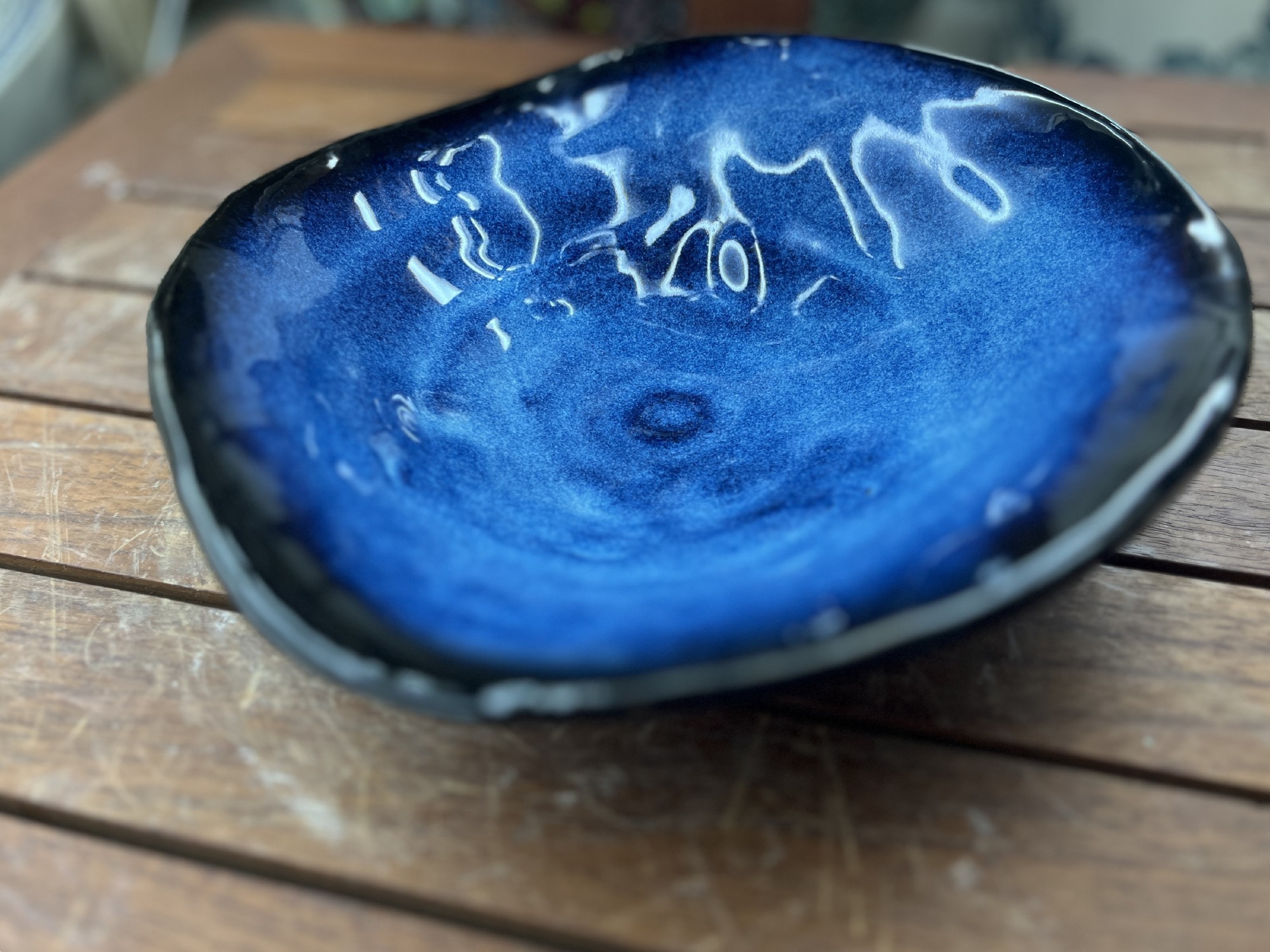 Servierplatte, blau, B 22 cm, T 23 cm, H 6 cm zu 14,00