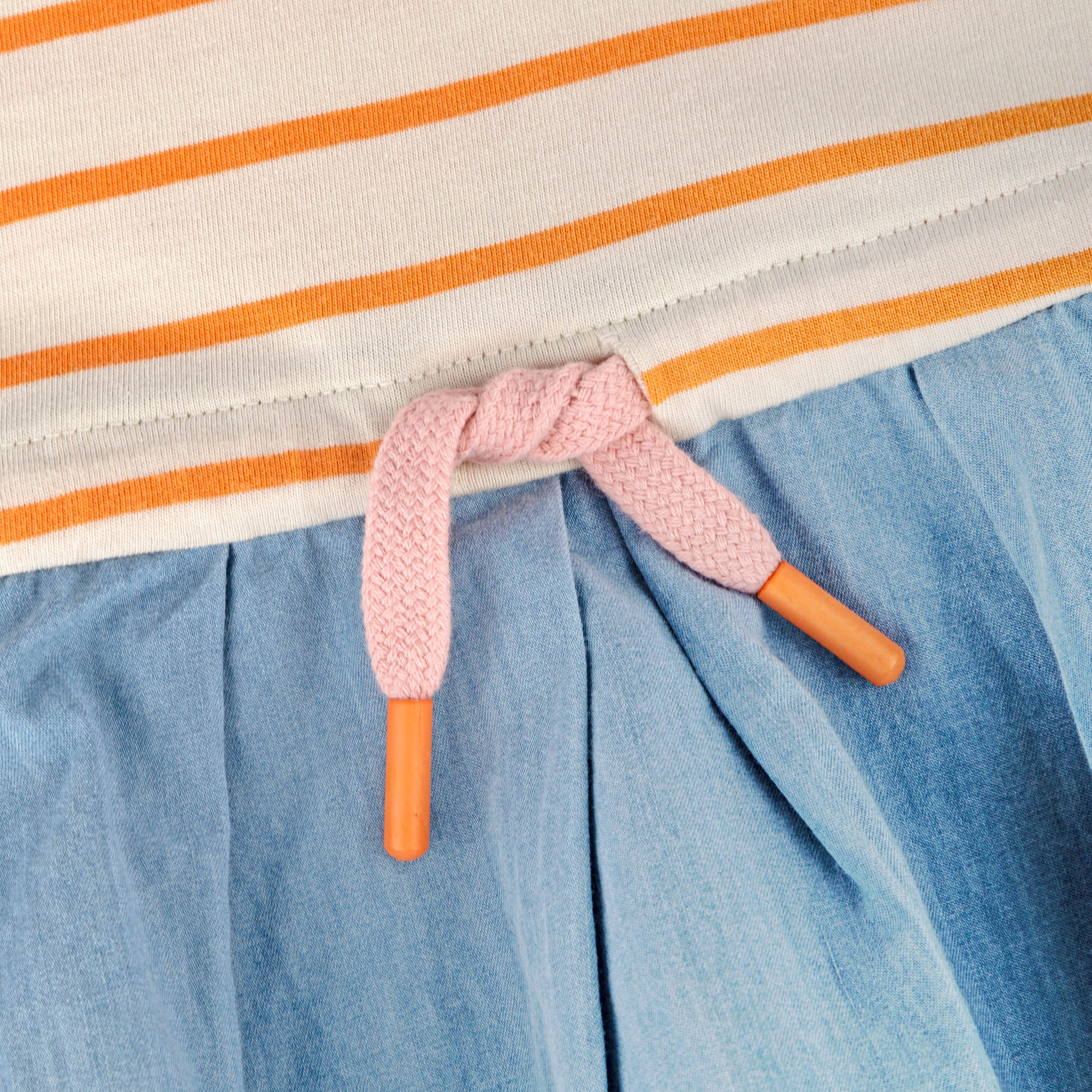 Kurzarmkleid M - SKATING FLAMINGO gestreift in orange