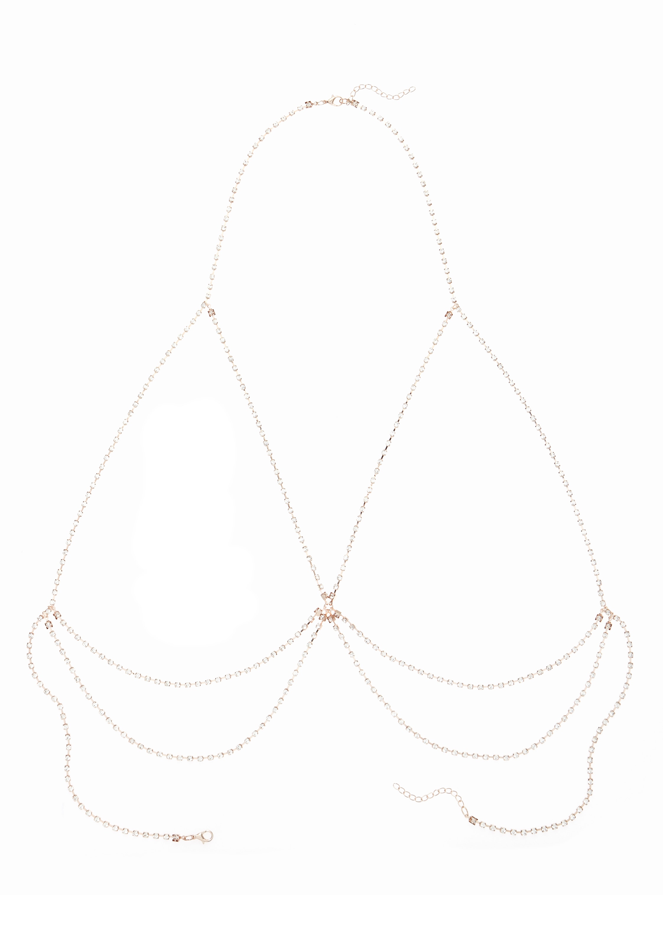LASCANA Lange Kette mit Strass, Körperkette, Kettengürtel, Bikinikette, Halskette
