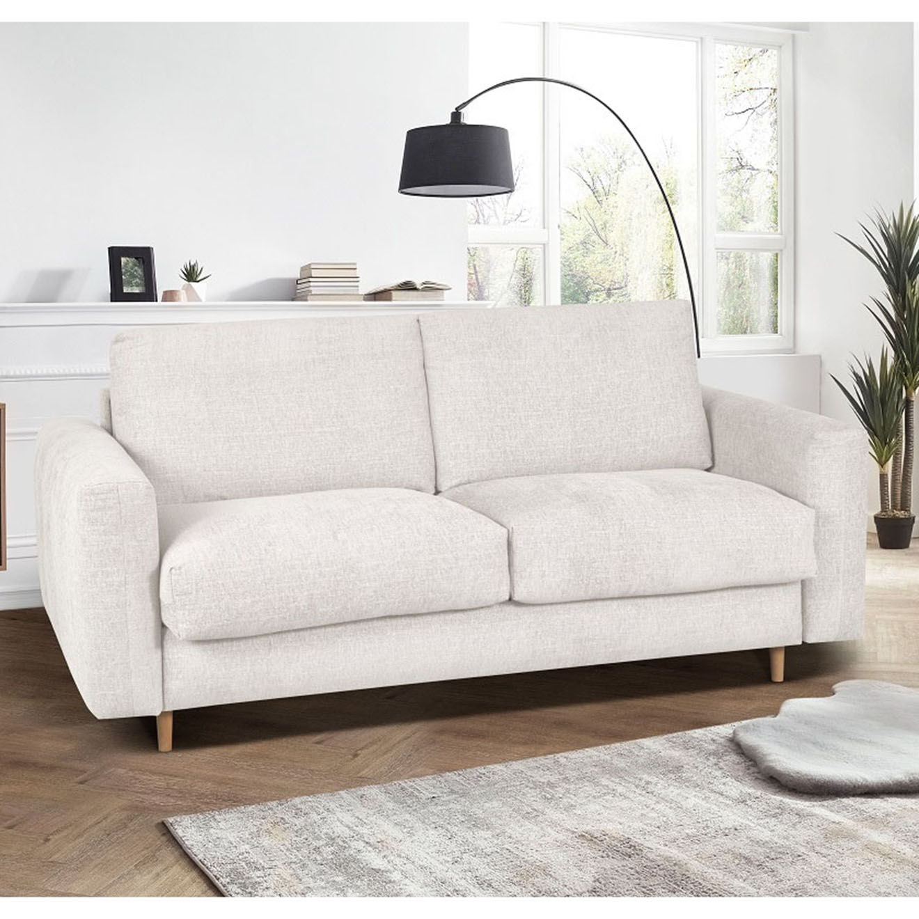 Bobochic Canapé droit cocoone convertible express  beige - 200x105x98 cm