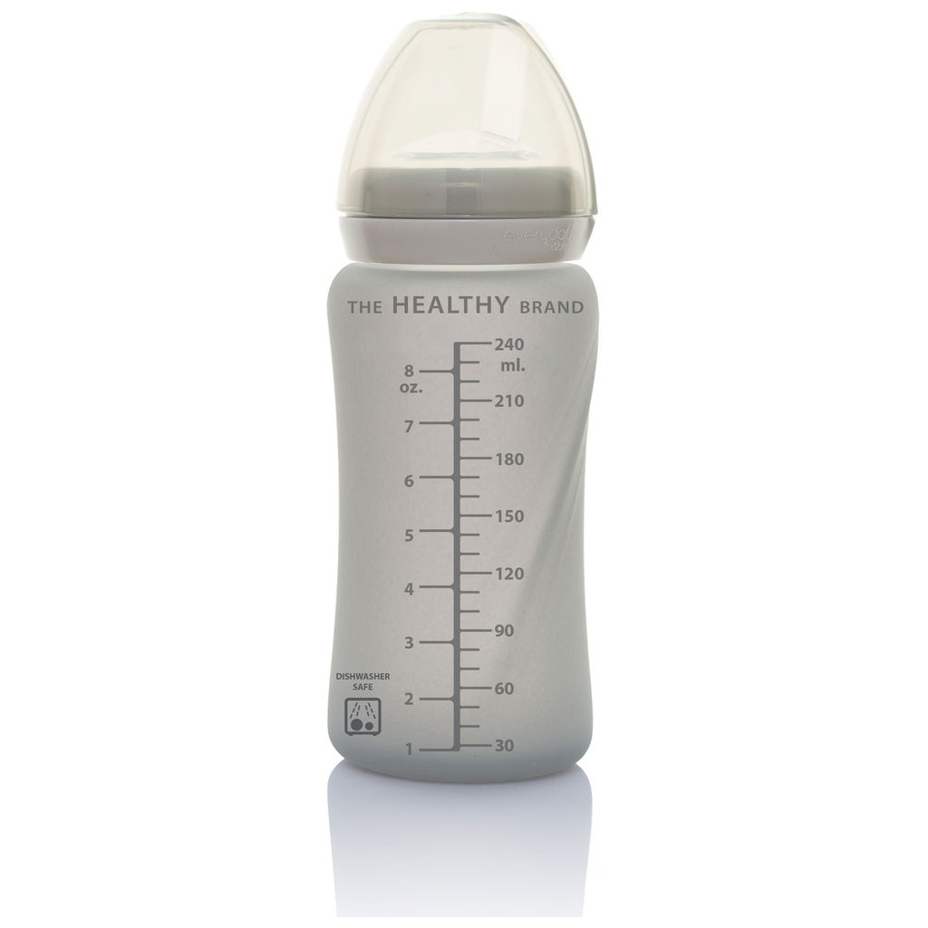 Everyday BabyEveryday Baby   Glastrinkhalmflasche Healthy+ quiet grey