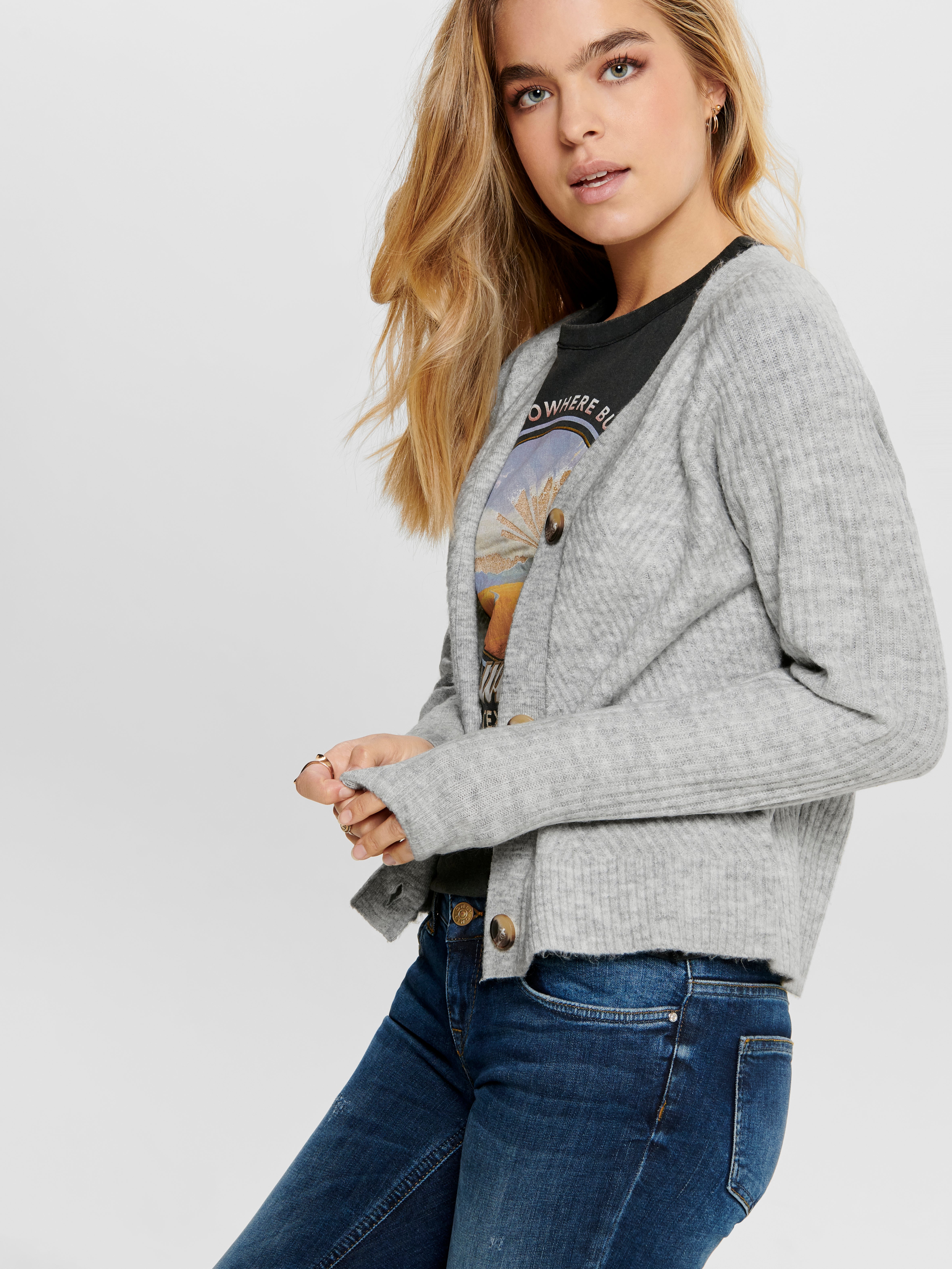 ONLCAROL Strickjacke Light Grey Melange