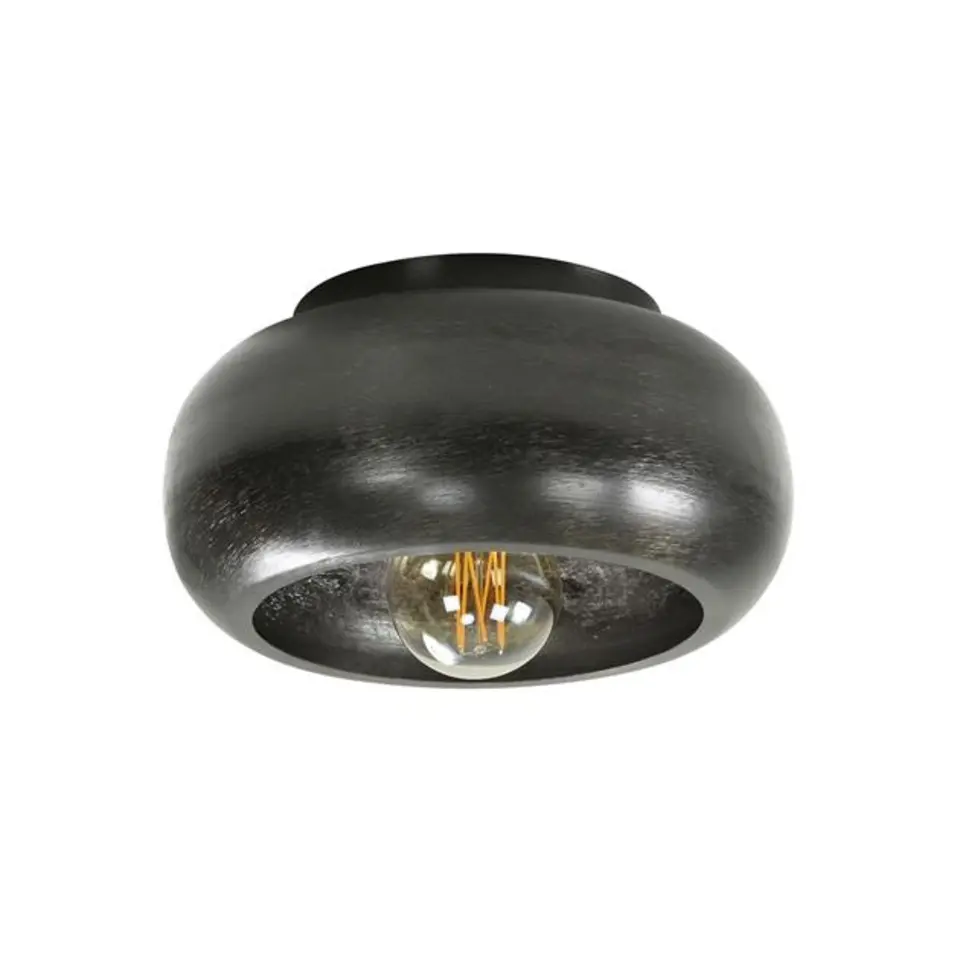 Zwarte plafondlamp Skyler rond Ø34 cm - Nikkel - Zwart