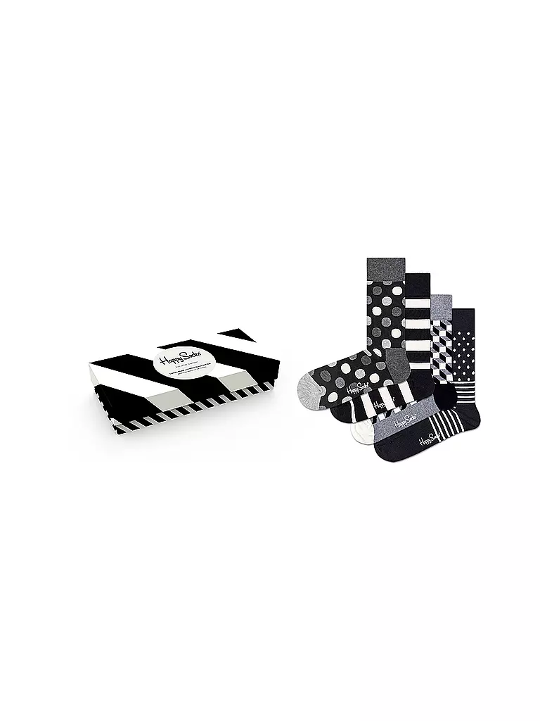 HAPPY SOCKS Damen Socken 4er Pgk. CLASSIC BLACK & WHITE  black schwarz