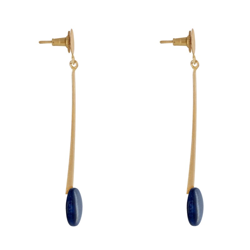 Boucles d'Oreilles Laiton Doré Pastille Cône et Disque Coloré