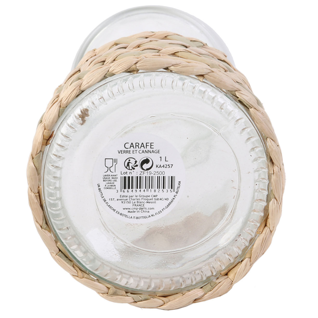 Home Deco Factory Bouteille avec cannage transparente - 1 L
