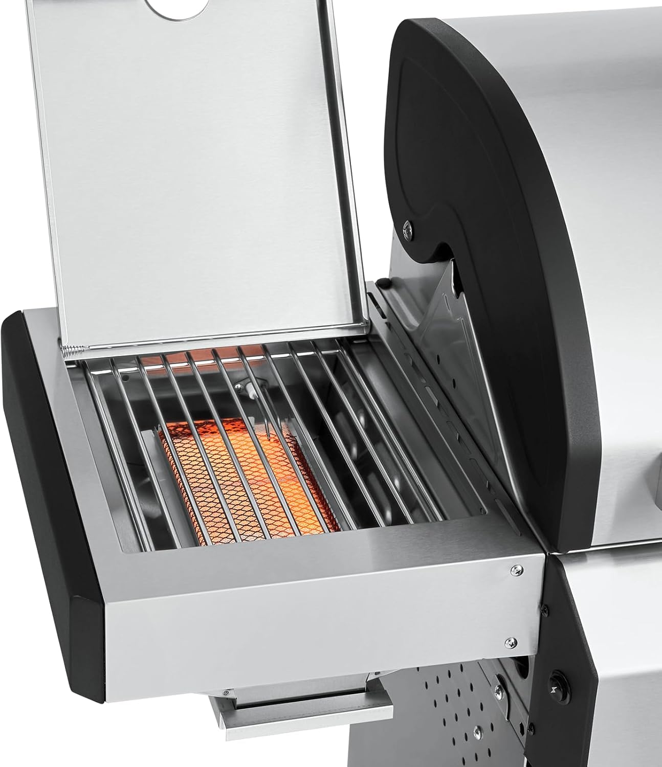 BURNHARD® Gasgrill 2-Brenner 900°C Infrarot-Keramikbrenner, Gusseisen-Grillrost, Edelstahl Grillwagen, klappbare Seitentische, Grillabdeckung – FRED Jr. Deluxe