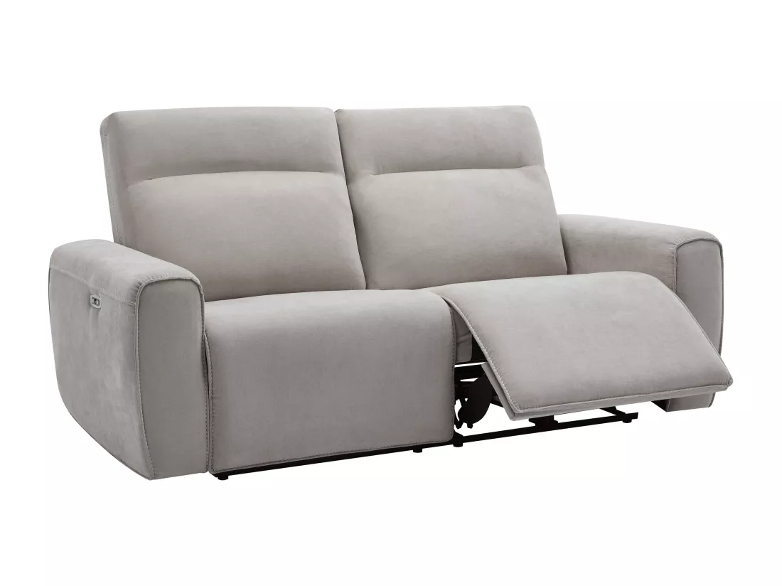 Canapé 3 places et fauteuil relax électrique en tissu gris LORGITA