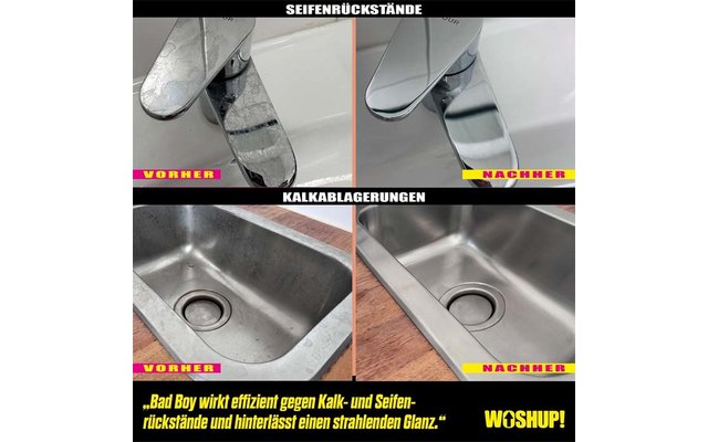 WOSHUP! Bad Boy Spezialreiniger gegen Kalk und Seifenrückstände 1 Liter