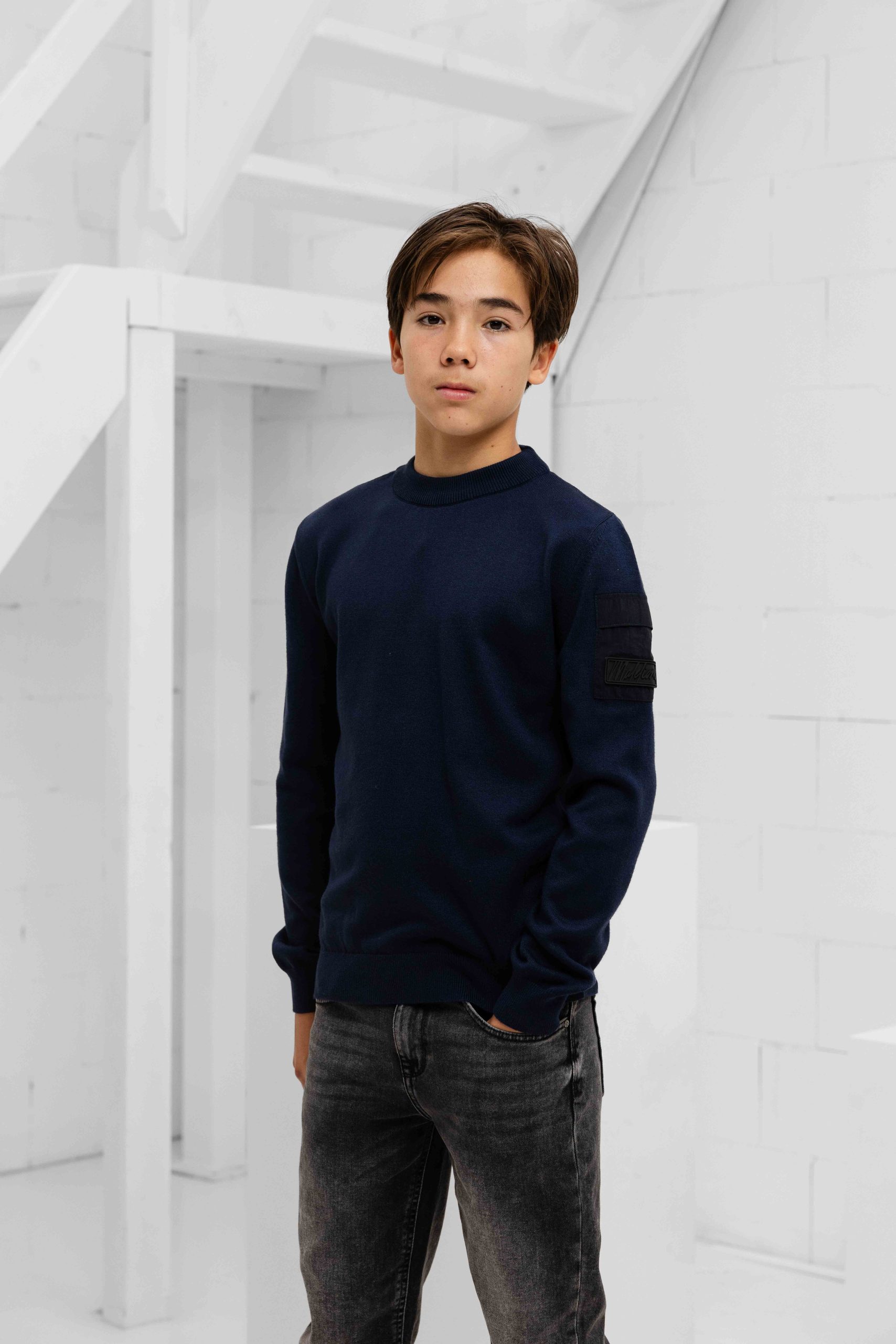 Malelions Knitted Pocket Sweater Kids Donkerblauw