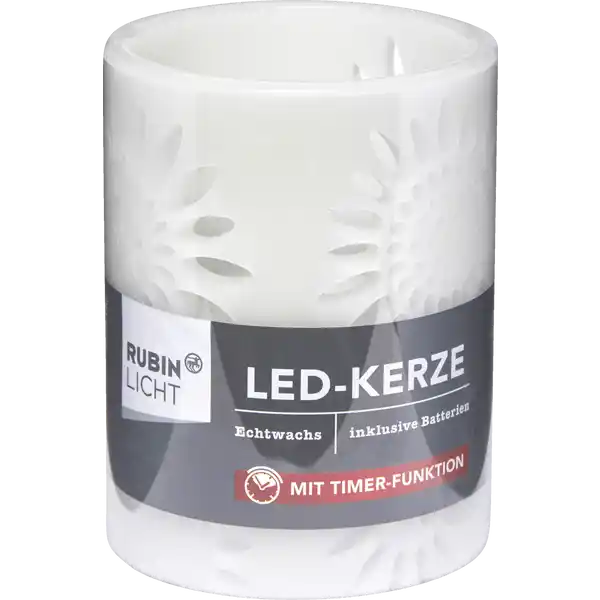 LED Kerze Blumenausstanzung weiß 10cm
