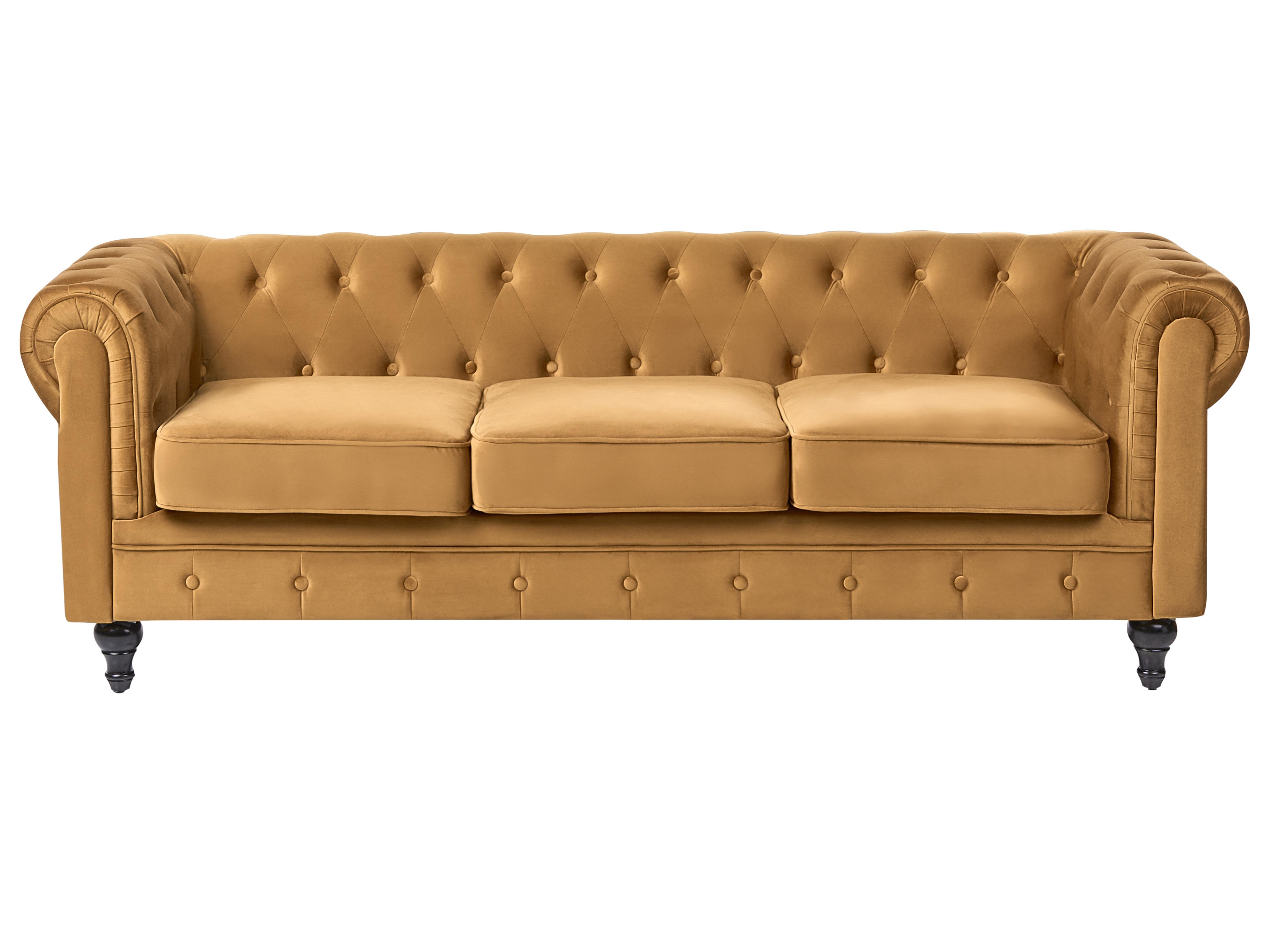 Bank 3-zits CHESTERFIELD Fluweel Goud