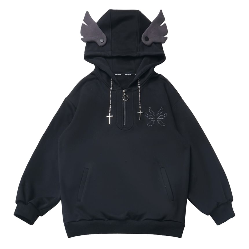 Florimi - Baseballjack met capuchon en knopen, accenten en halve rits, oversized hoodie en beenwarmers met imitatieleren bandjes
