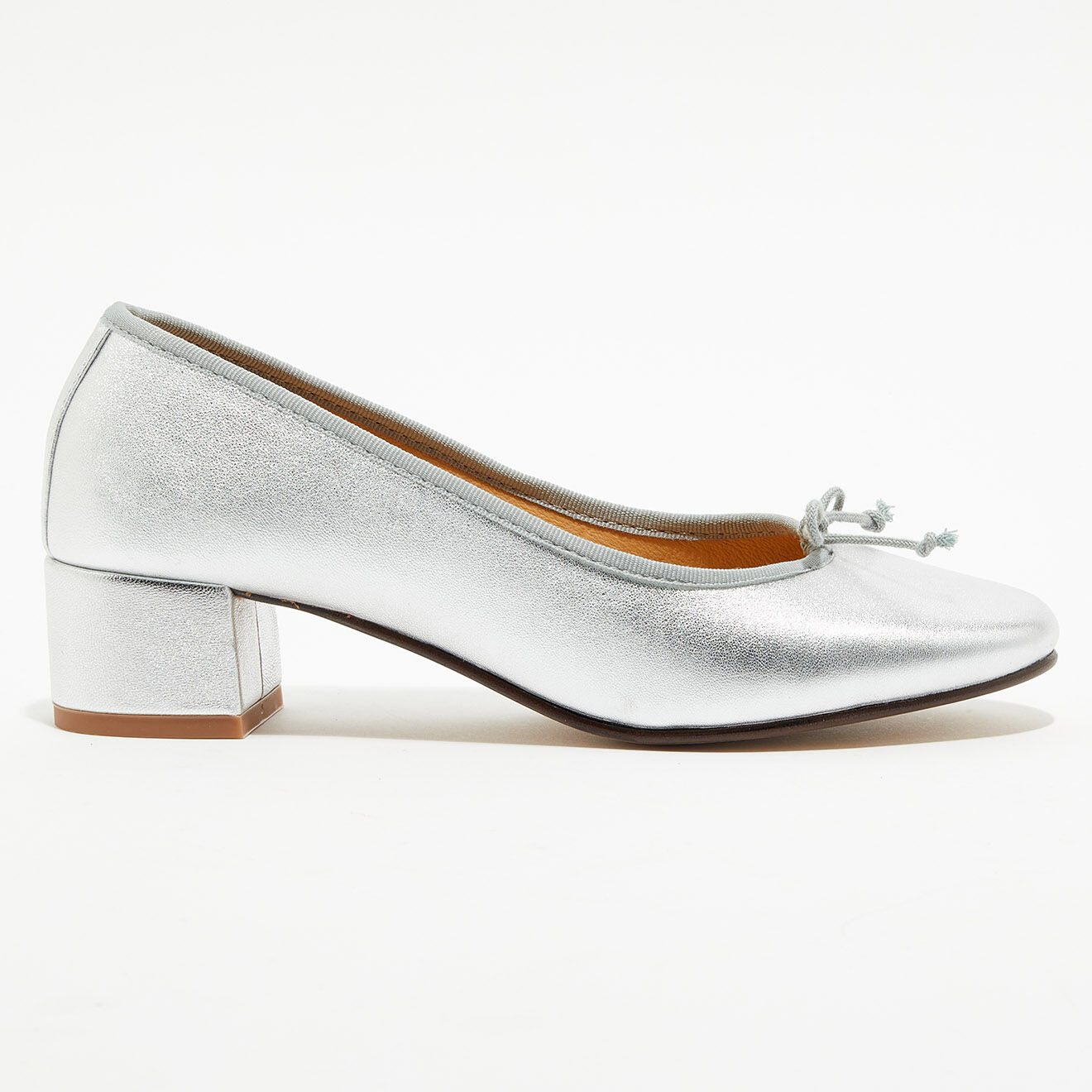 Quartier Latin Ballerines trotters en Cuir irisé Diane argentées - Talon 4 cm