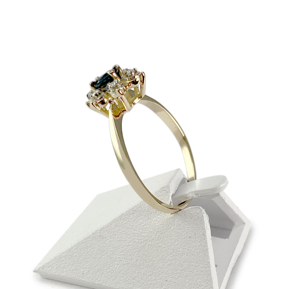 Bague d'occasion or 750 jaune diamants saphir