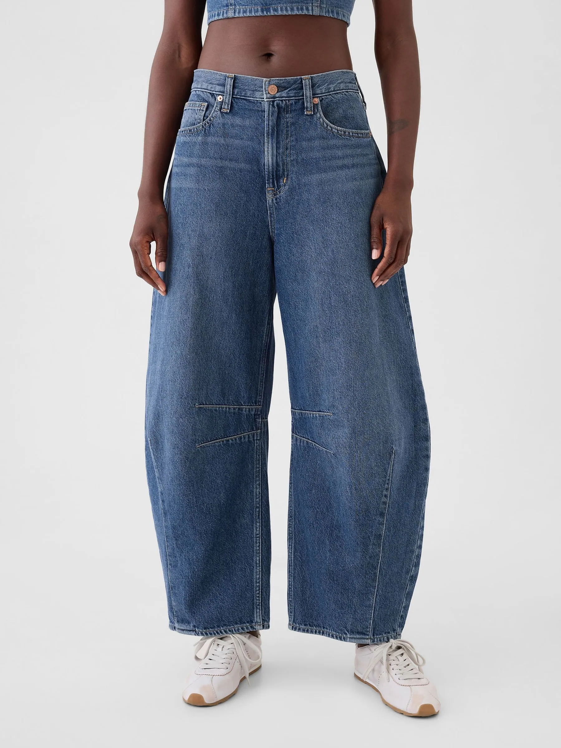 Gap jeans met hoge taille, hoefijzervormige pijpen en enkellengte