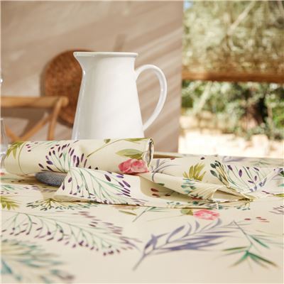 Nappe polycoton motif végétal