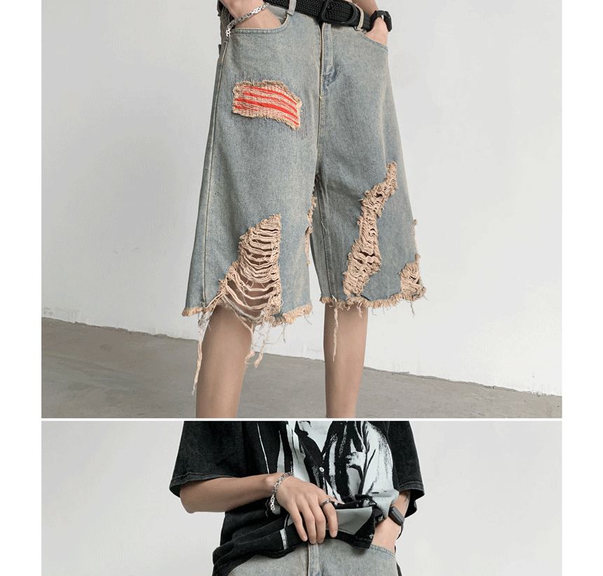 Vozenilek - Hoge taille denim shorts met distressed effect