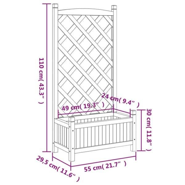 vidaXL Plantekasse med espalier svart heltre gran