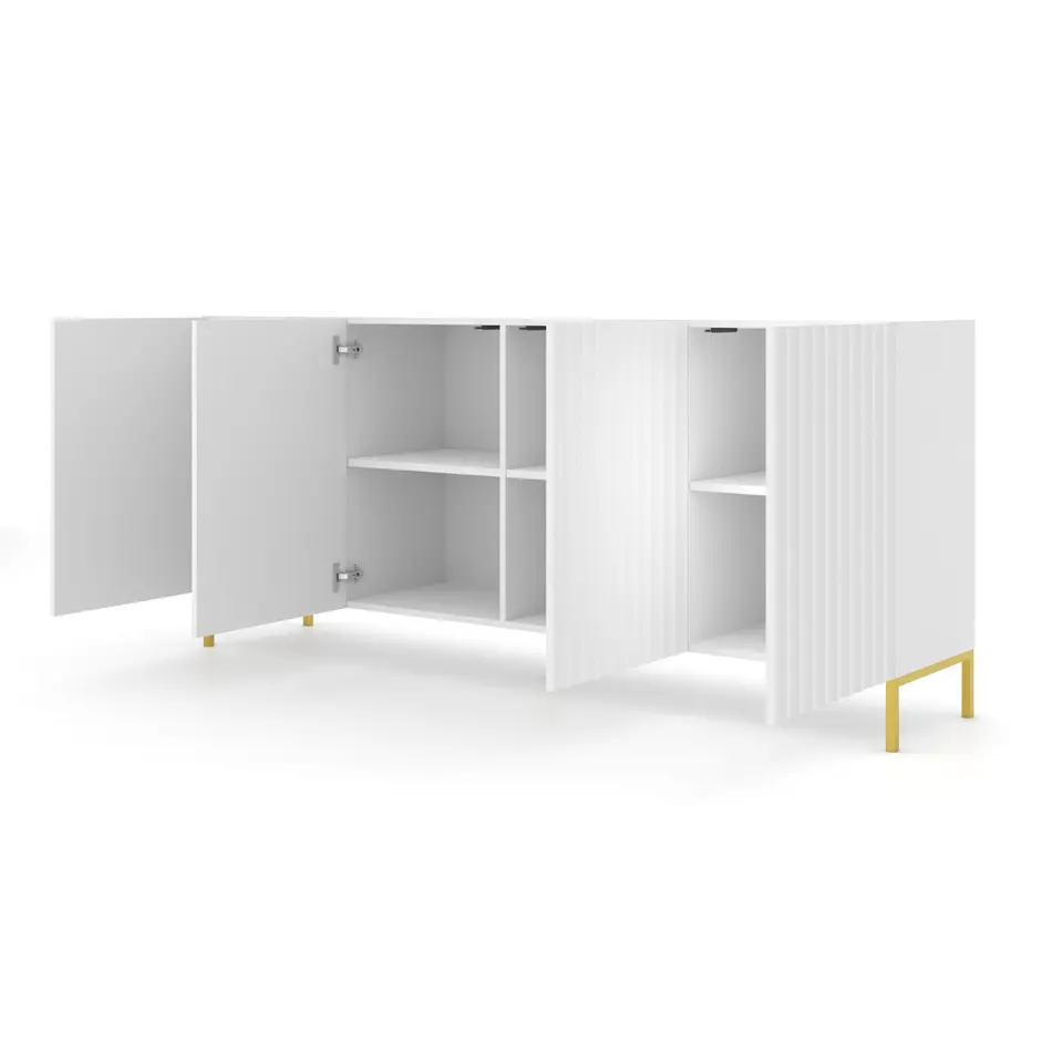 WAVE dressoir 4D 200 cm mat wit   gouden frame