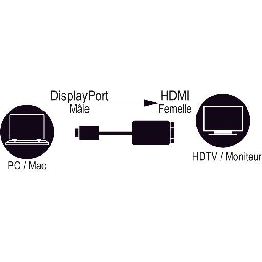 MCL CG-291CAZ câble vidéo et adaptateur 0,15 m DisplayPort HDMI Type A (Standard) Noir
