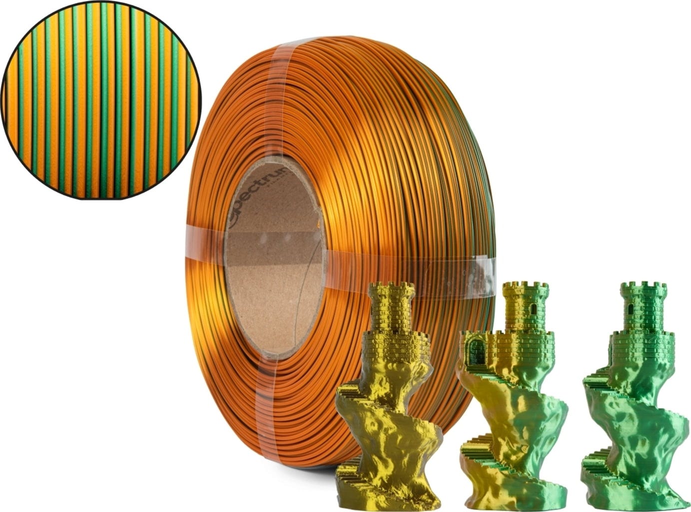 Spectrum  ReFill PLA Magic Silk Amber Leaf, 1,75 mm / 1000 g    ReFill PLA mit seidigem Finish in Amber Leaf