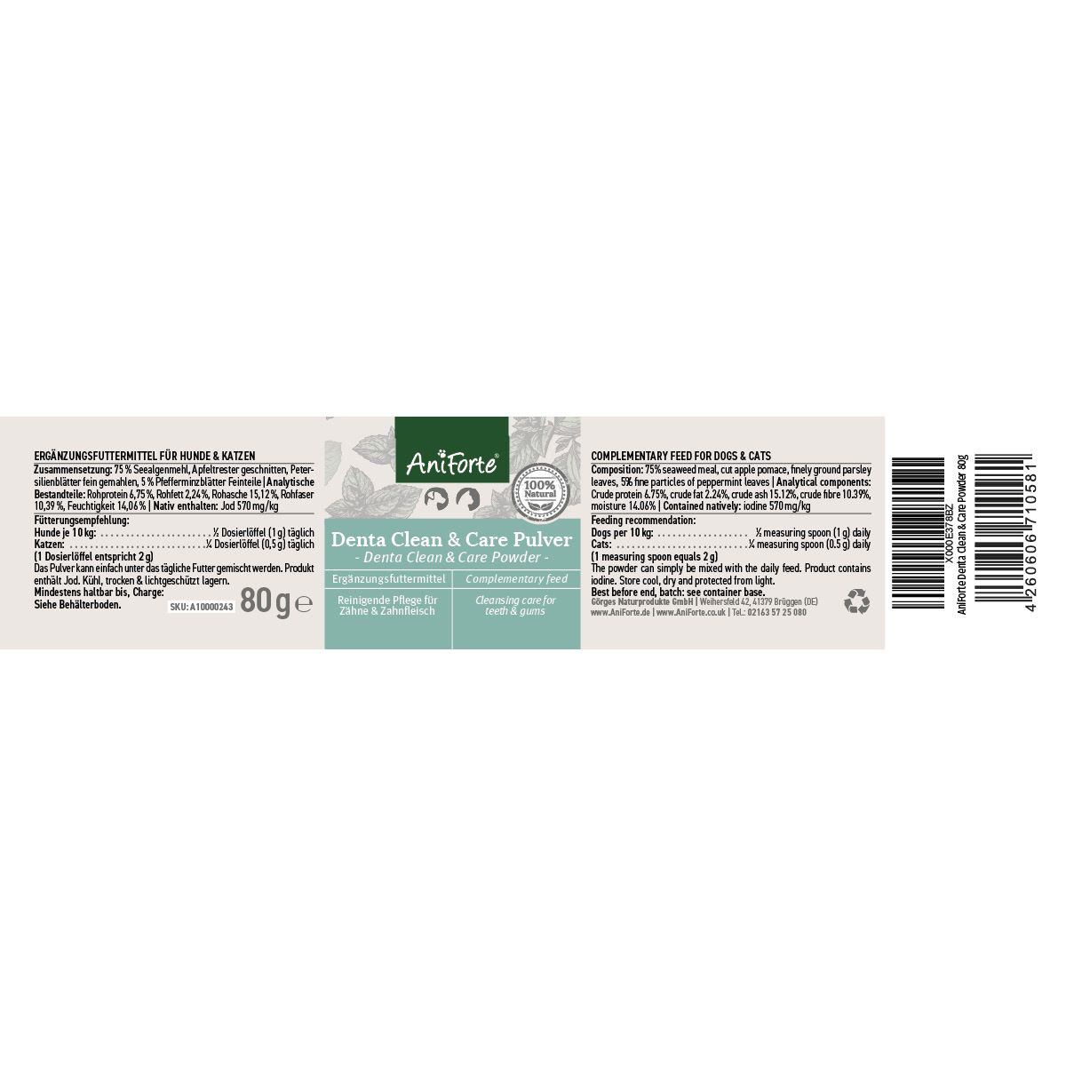 AniForte Denta Clean & Care Zahnpflege Pulver