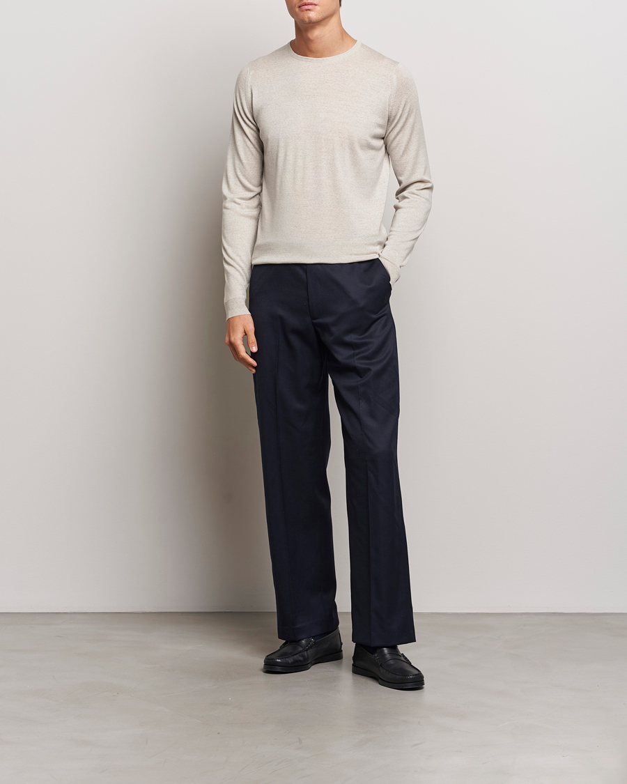 John Smedley Lundy Extra Fine Merino Crew Neck Grey Fleece