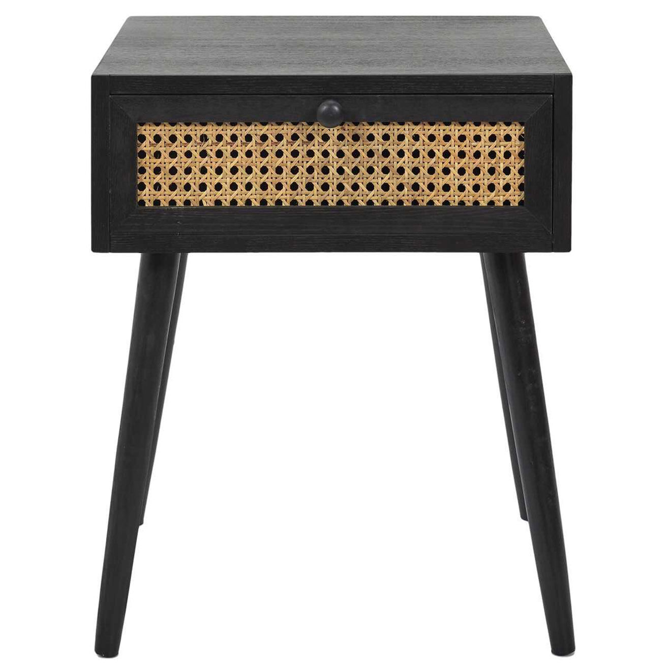 Home Deco Factory Table de chevet cannage 1 tiroir marron/noir - 40x50x30 cm