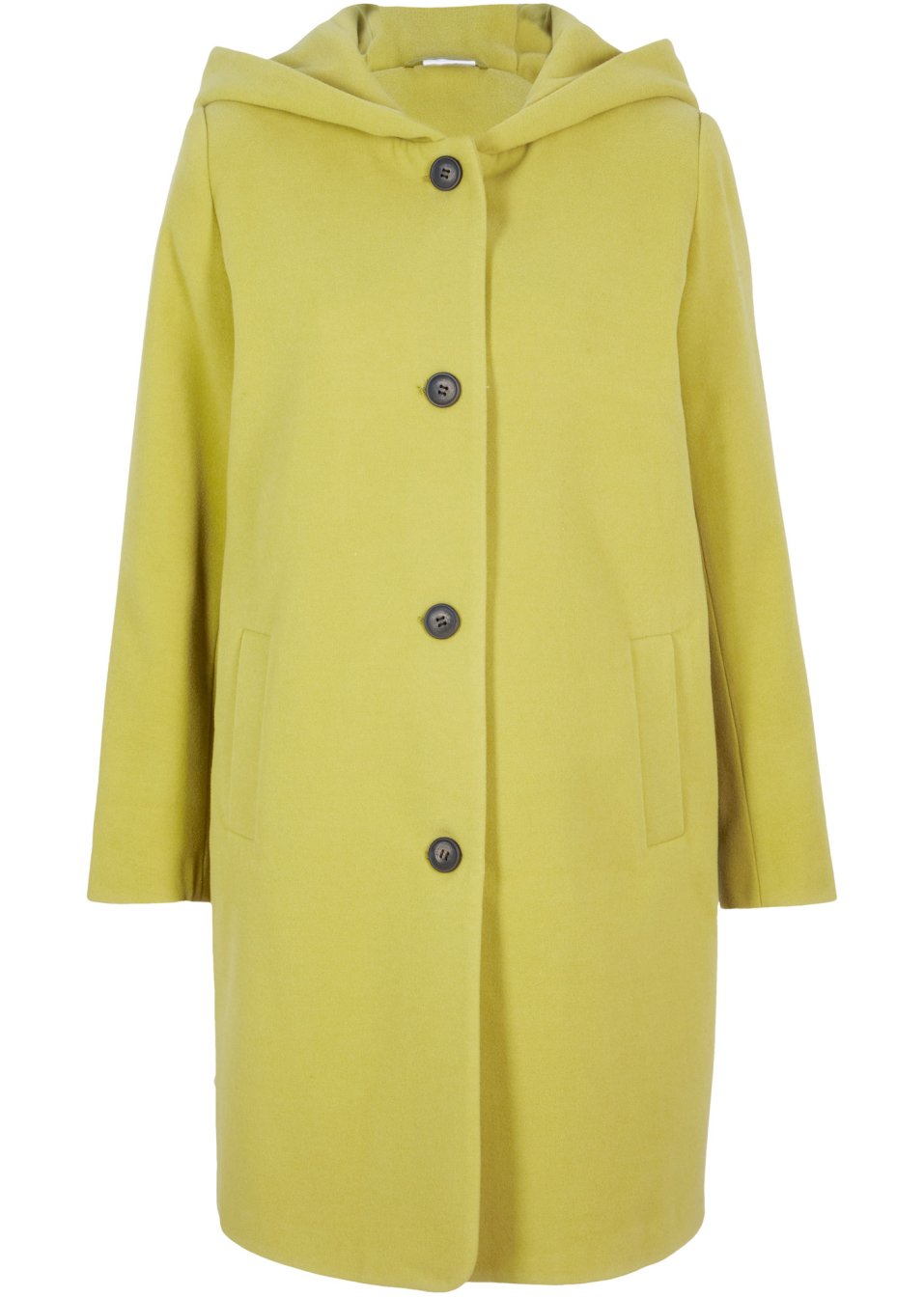 Manteau court imitation laine à capuche