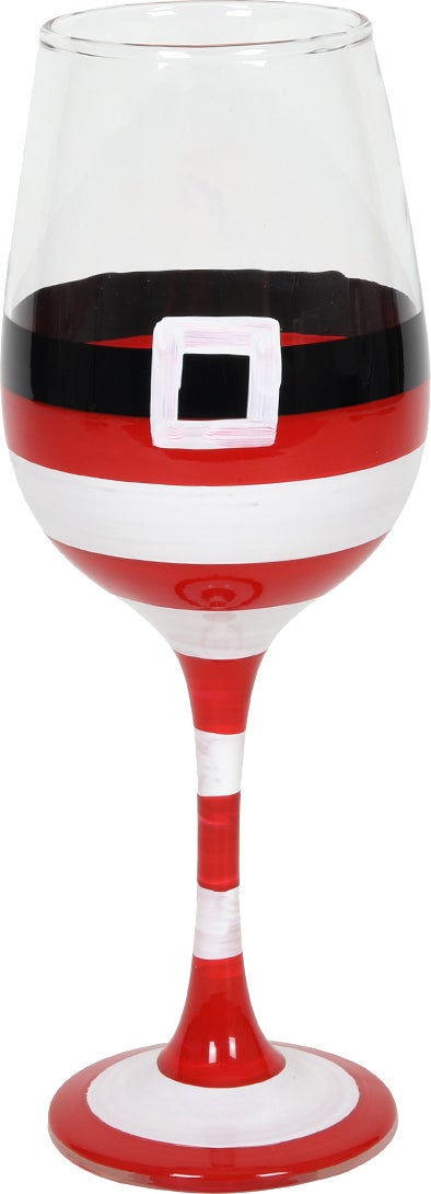 Wijnglas Santa strepen rood / wit 300 ml