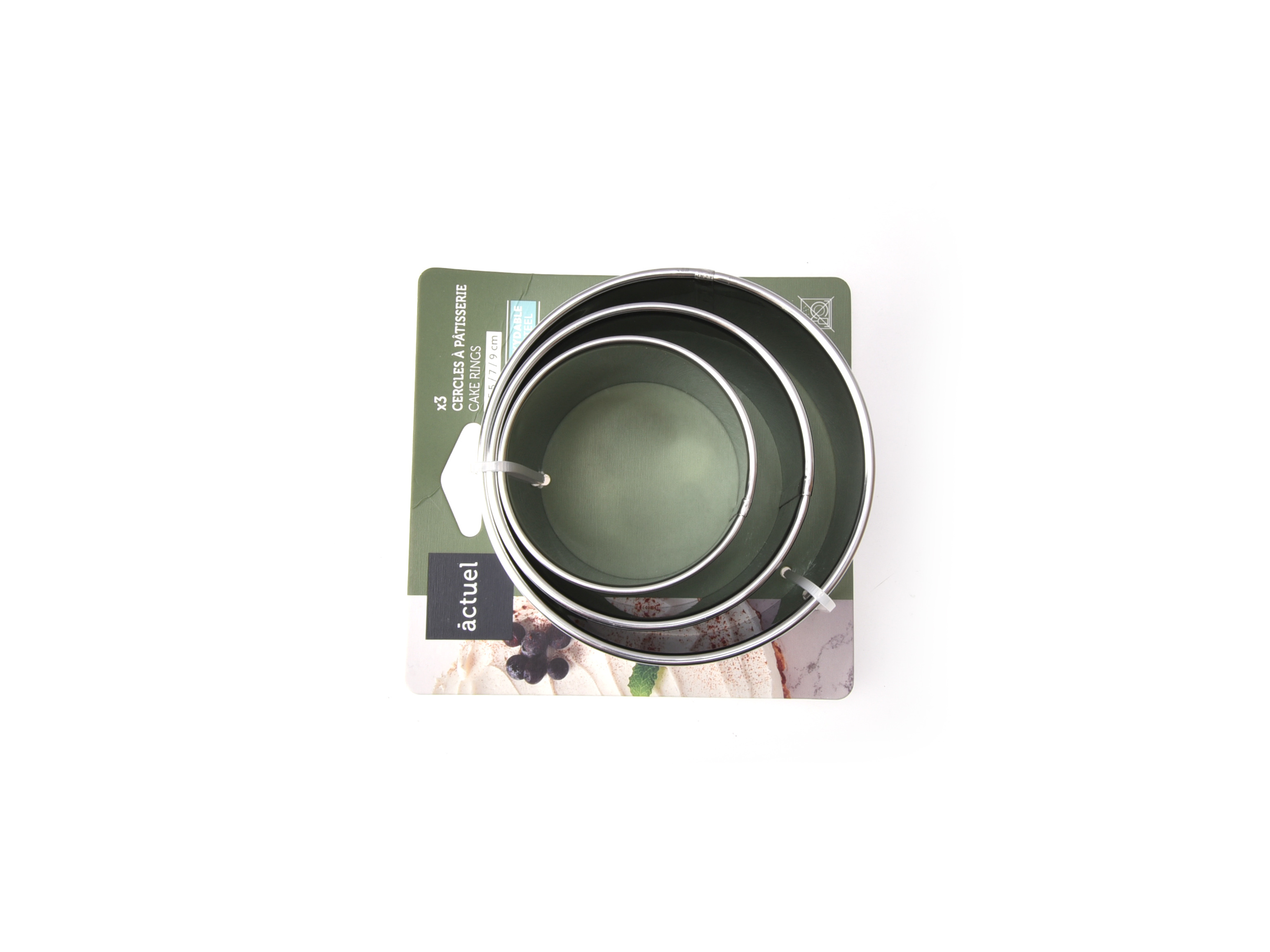 CONJUNTO 3 ANÉIS PARA BOLOS ACTUEL INOX Ø5.5/7/9CM