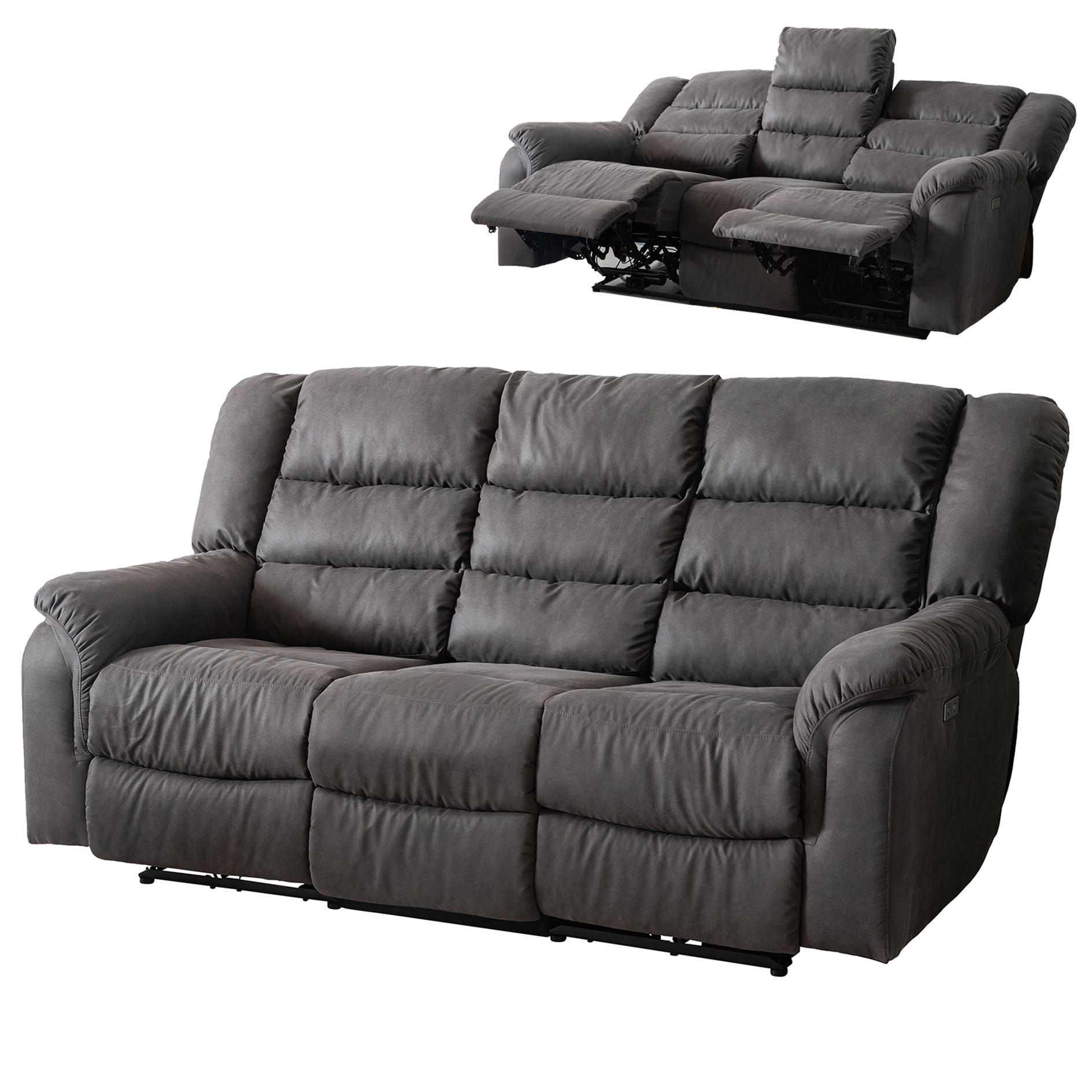 3-Sitzer - anthrazit - Micorfaser - Relaxfunktion