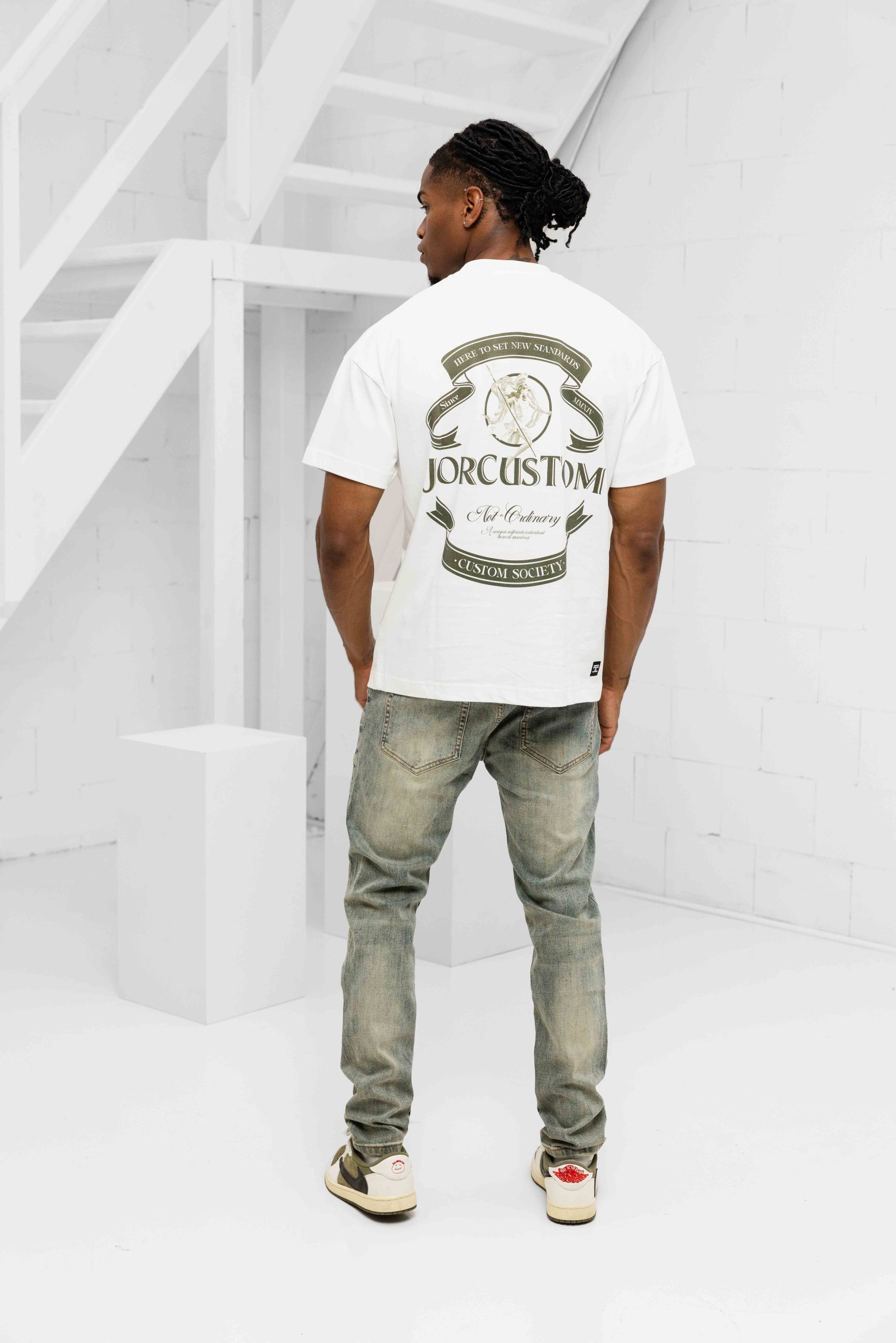 Jorcustom Ribbon Loose Fit T-Shirt Heren Wit