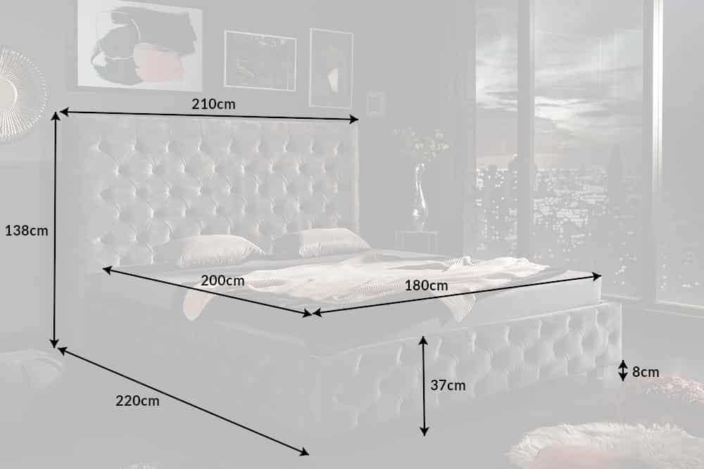 Design Doppelbett PARIS 180x200cm grau Samt Chesterfield