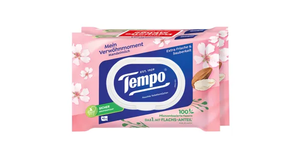 Tempo feuchtes Toilettenpapier Mandelmilch, 2 x 42 Blatt