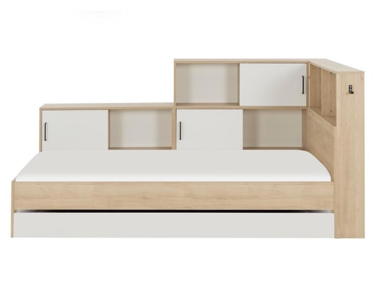 VENTE-UNIQUE - Lit enfant Lit armand avec rangements et tiroir - 90 x 200 cm - coloris...