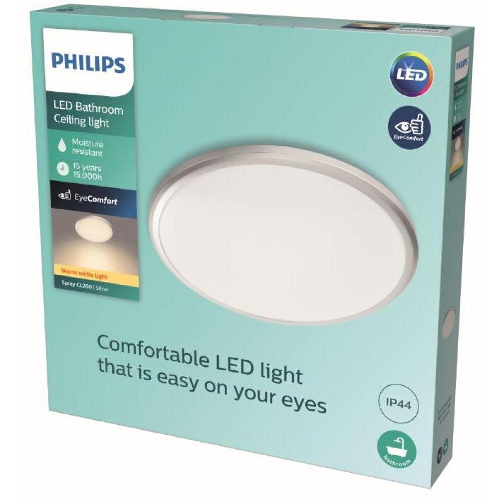 Philips LED plafondlamp spray in zilver 17W 1500lm IP44