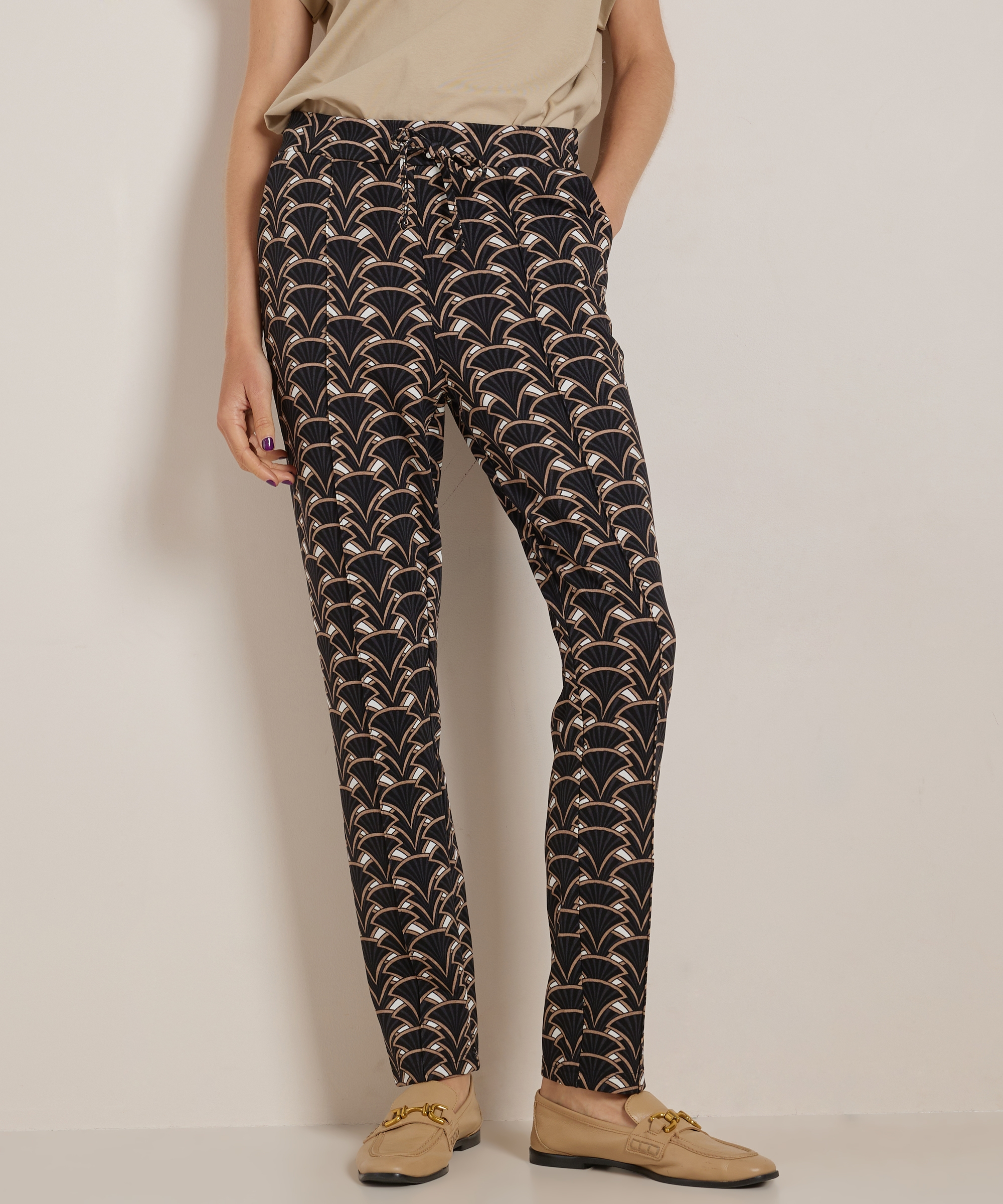 slim fit broek met all-over print