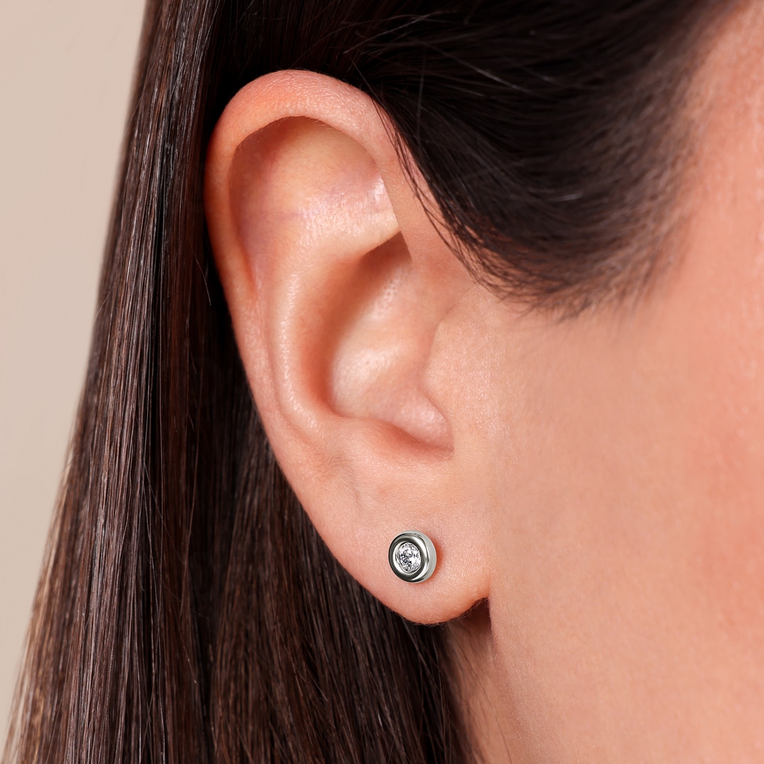 Ohrstecker 750/18 K Weissgold mit Zirkonia Ø 3mm