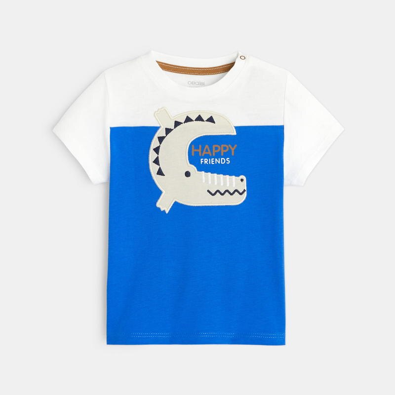 T-shirt bicolore à motif bleu bébé garçon Bleu
