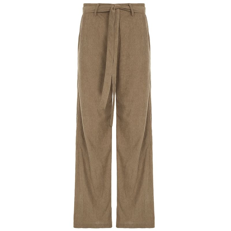 Cincine - Middelhoge effen corduroy broek met wijde pijpen