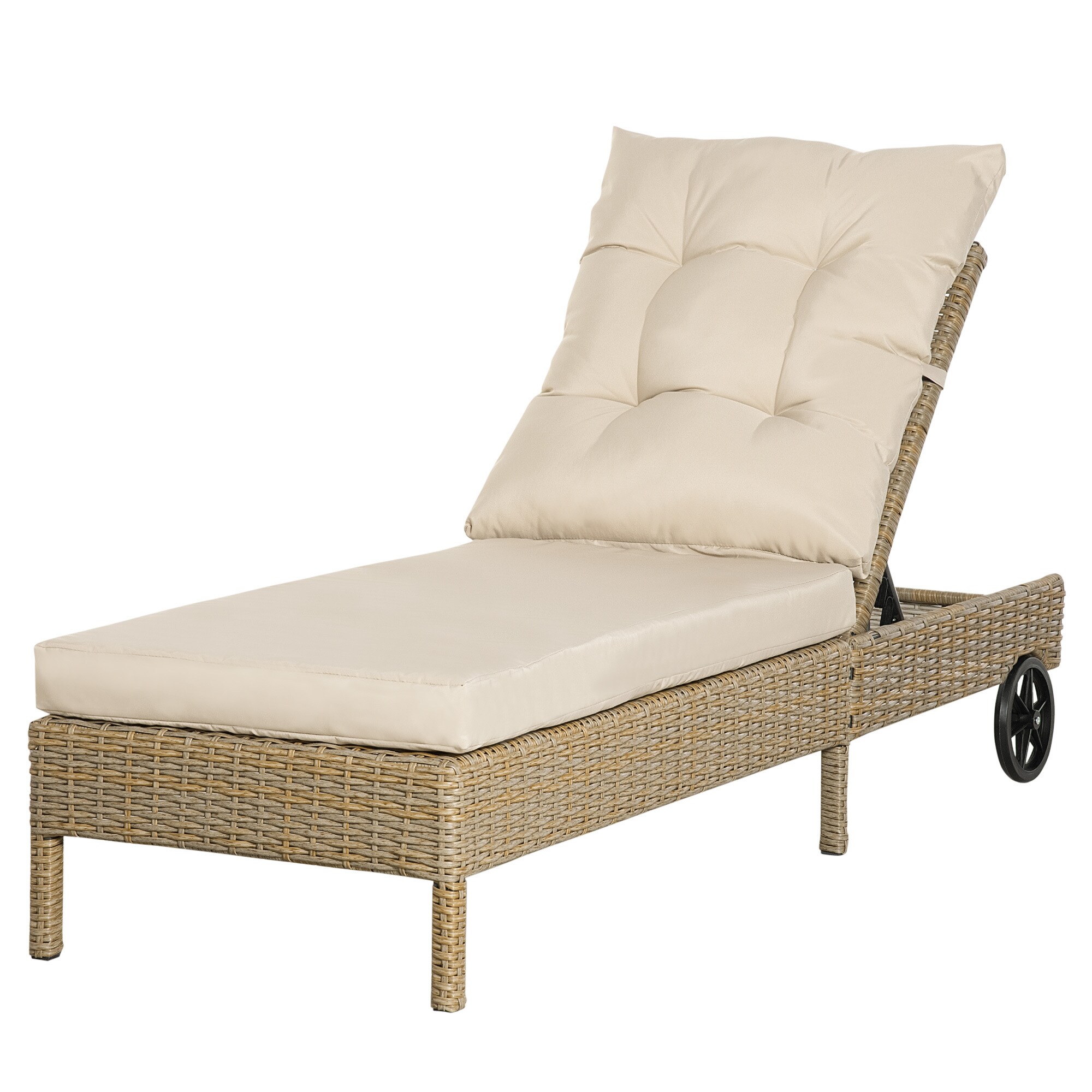 Outsunny Gartenliege mit 2 Rädern bunt 200L x 66B x 92H cm