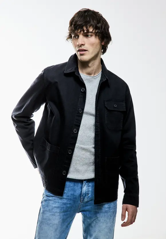 Overshirt in washed Optik - deep blue