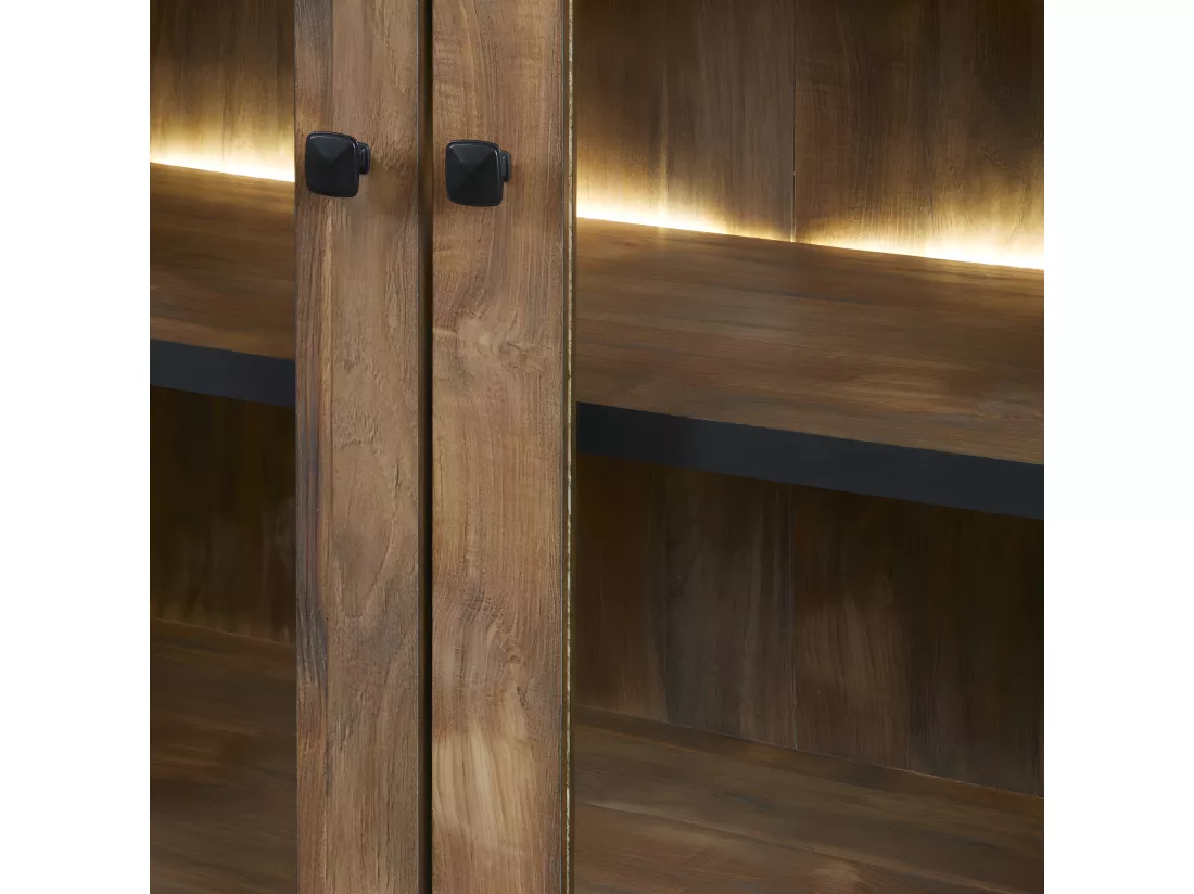Argentier 4 portes Bois Huilé à LED - DURANGO