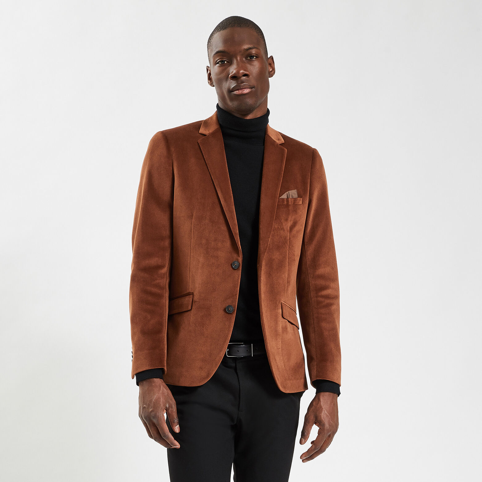 Veste slim en velours Marron