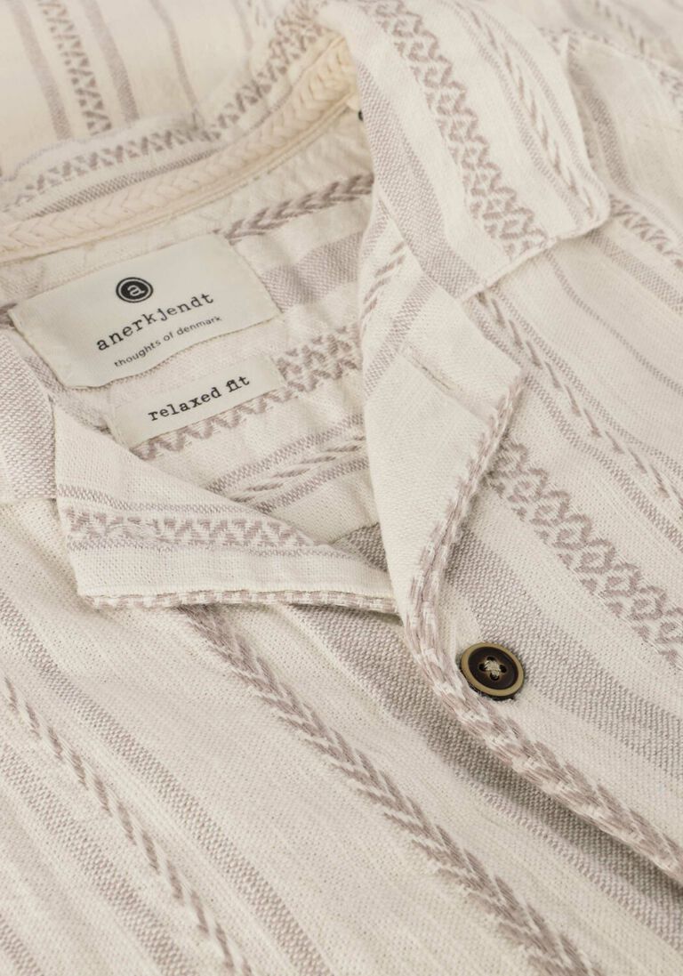 ANERKJENDT beige anerkjendt casual overhemd akleon s/s structure shirt
