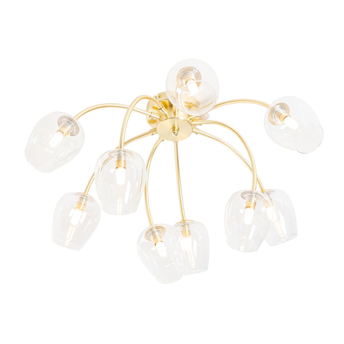 Klassieke plafondlamp goud met glas 9-lichts - Elien