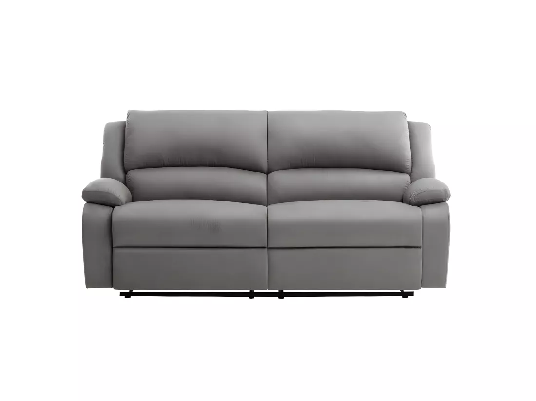 Canapé relax manuel 3 places avec 2 assises XXL Léo en microfibre - Gris - L193 x P93 x H96cm - Loungitude