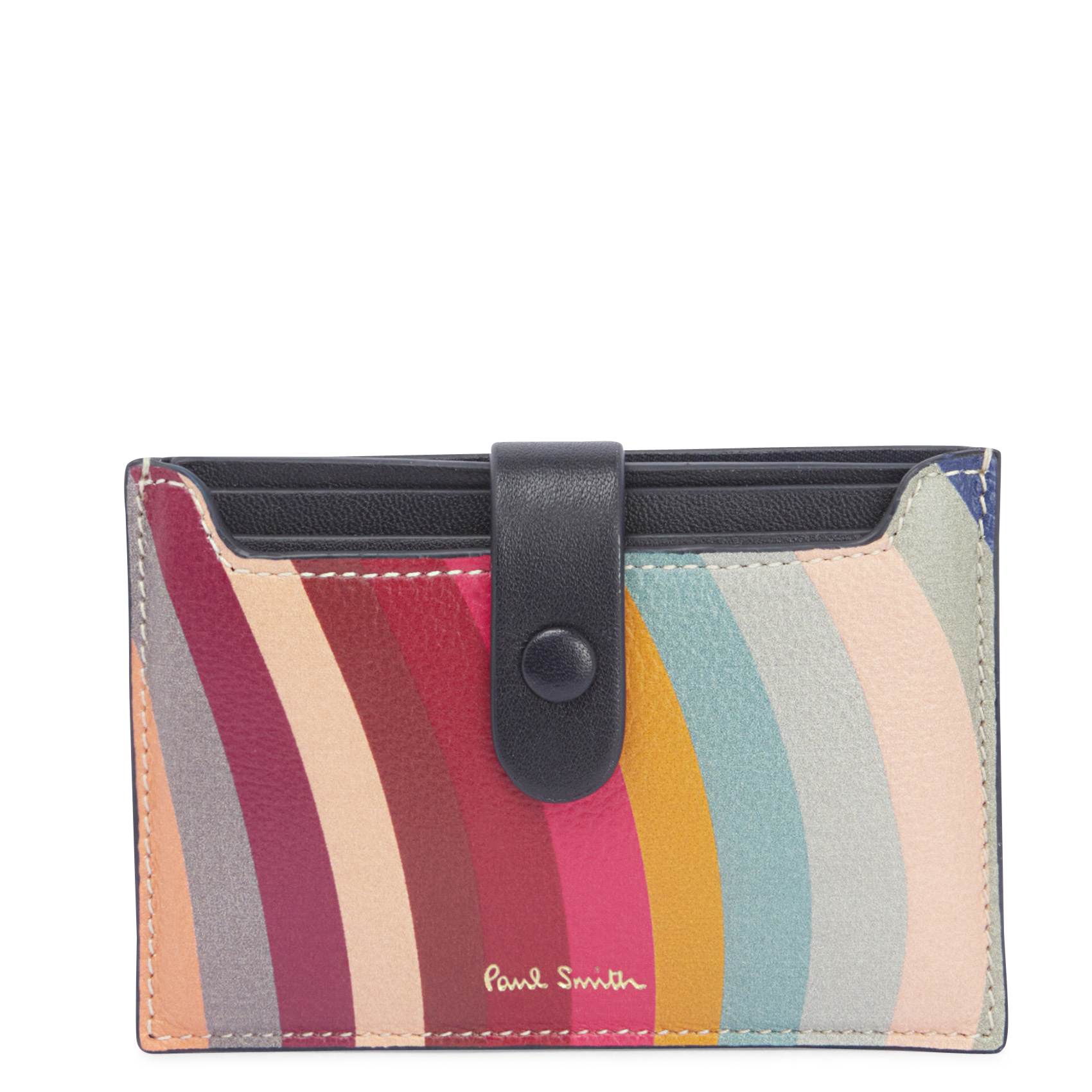 Porte-carte rayé en cuir | Multicolore